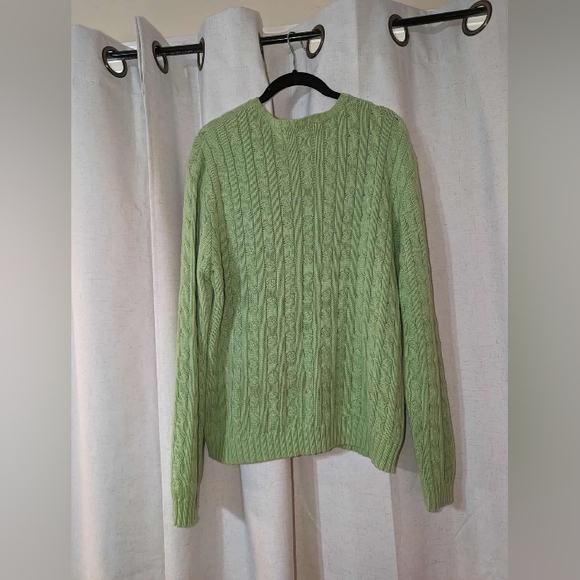 Blue Label Ralph Lauren Sport Cableknit Green 100% Cotton Sweater - Picture 2 of 4